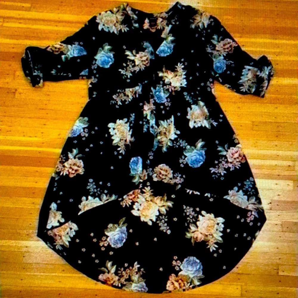 Torrid Black Floral Chiffon Babydoll Top Sheer High to Low